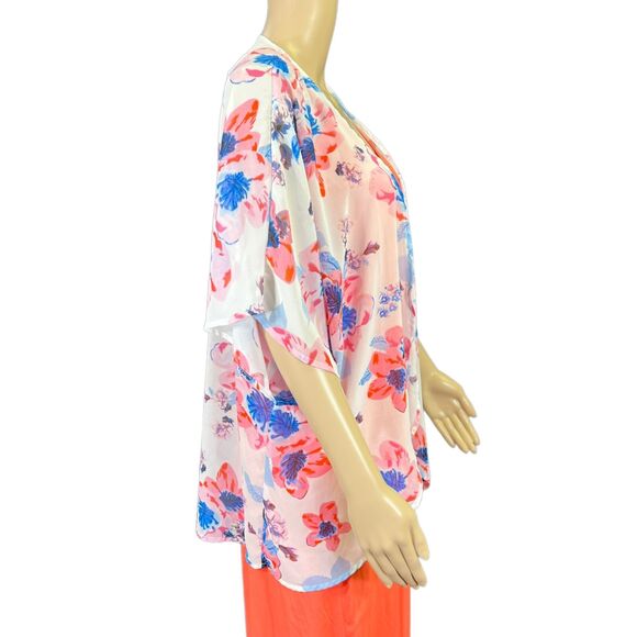 Womens Boutique Kimono Wrap Shrug Shawl Sheer Floral Print Lightweight Small - Picture 3 of 10
